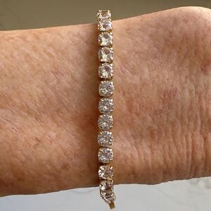 Elegant Gold and Rhinestone “tennis” Bracelet